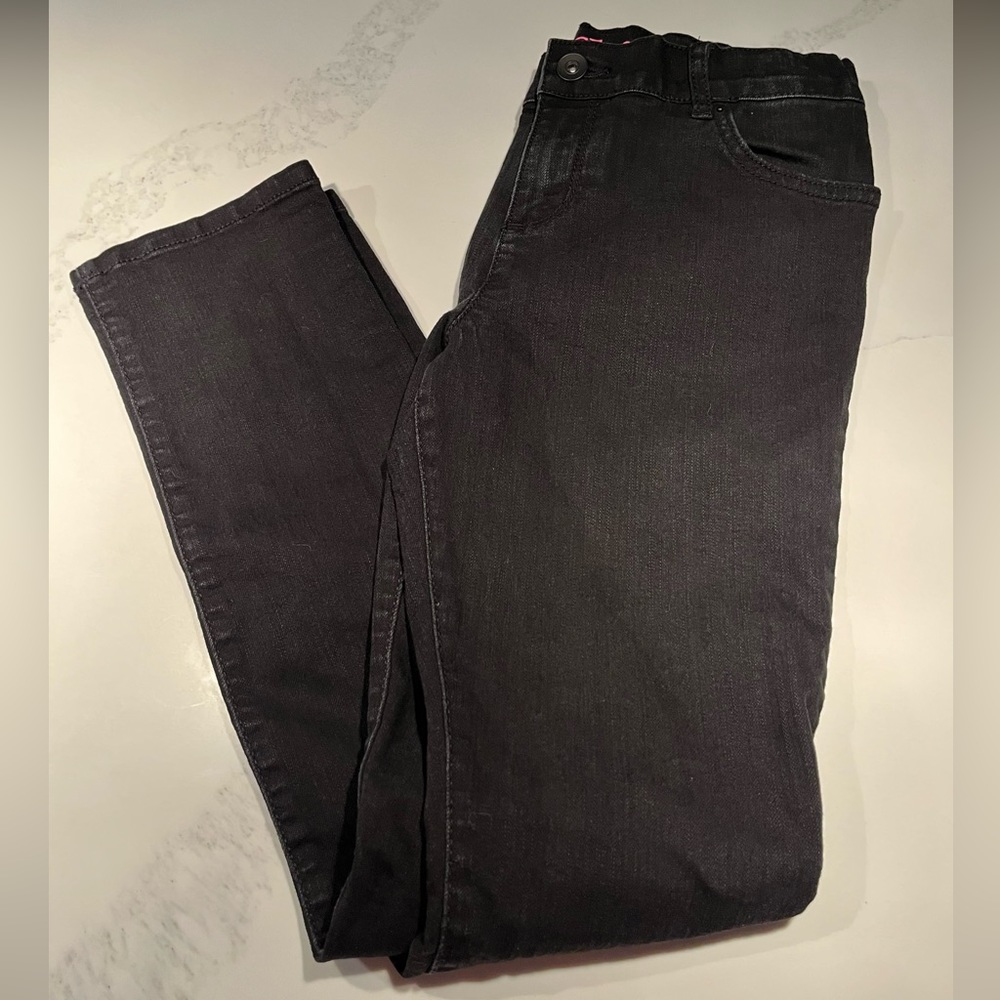 Black childrens place skinny jeans with adjustable waist. Girls size 12.